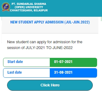 NEW STUDENT APPLY ADMISSION (JUL-JUN.2022) Pt.Sundarlal Sharma (open) University